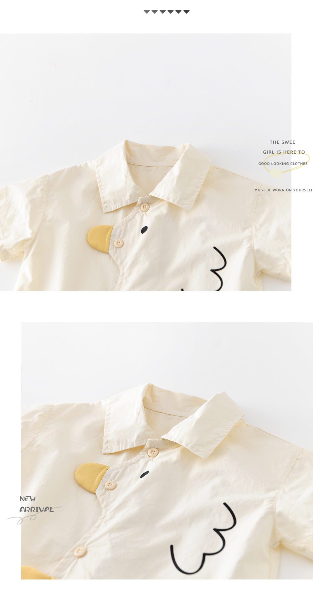 Chick Embroidery Shirt ひよこ 刺繍 半袖シャツ【mh0012857】