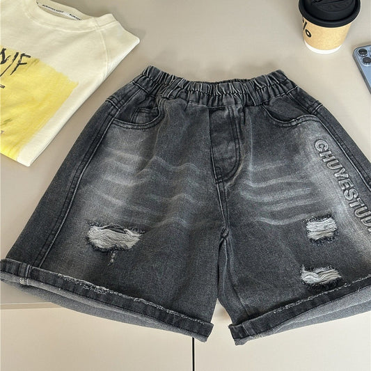 Letter Denim Shorts ロゴ デニムハーフパンツ【mh0012961】