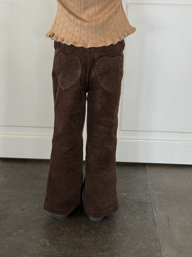 Kids' Corduroy Heart Pocket Straight Long Pants [mh0014084]