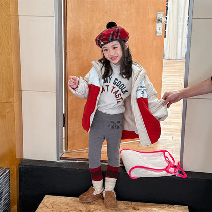 レギンスパンツ 裏起毛 バイカラー ドッキング リブ ボトムス【mh0011609】