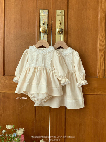Lace Collar Cotton Romper Dress レース 襟付き コットン ロンパース ドレス【mh0012551】