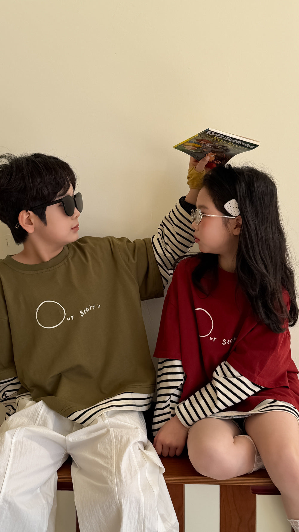 Layered Striped Long Sleeve T-shirt レイヤード ボーダー 長袖Tシャツ【mh0012517】