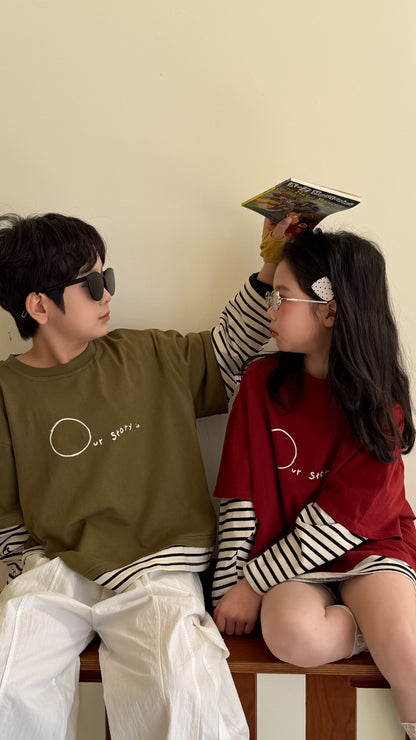 Layered Striped Long Sleeve T-shirt レイヤード ボーダー 長袖Tシャツ【mh0012517】