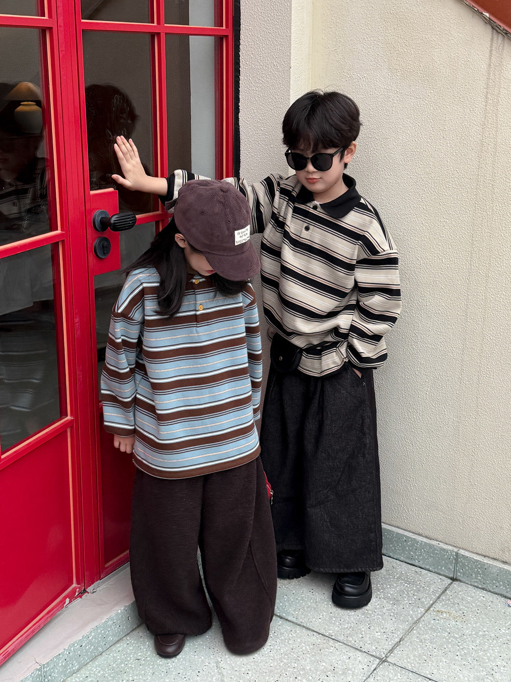 ワイドパンツ キッズ 裏起毛 厚手 ゆったり 無地 ルーズフィット カジュアル【mh0011685】