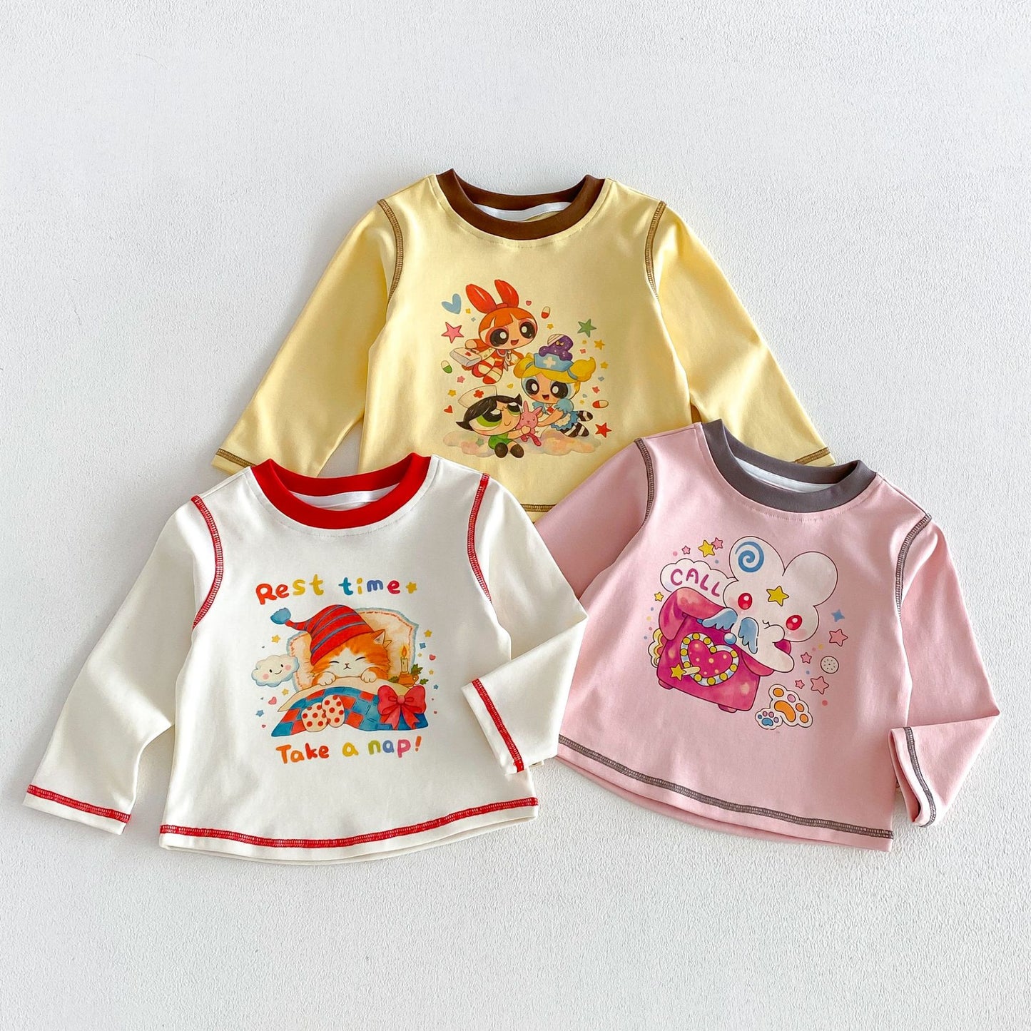キッズ キャラクター プリント 長袖Tシャツ ワークパンツ【mh0014033】