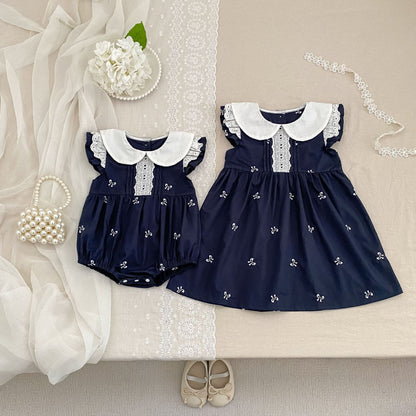 Bow Embroidery Ruffle Romper Dress ラッフル ロンパース ワンピース【mh0013161】