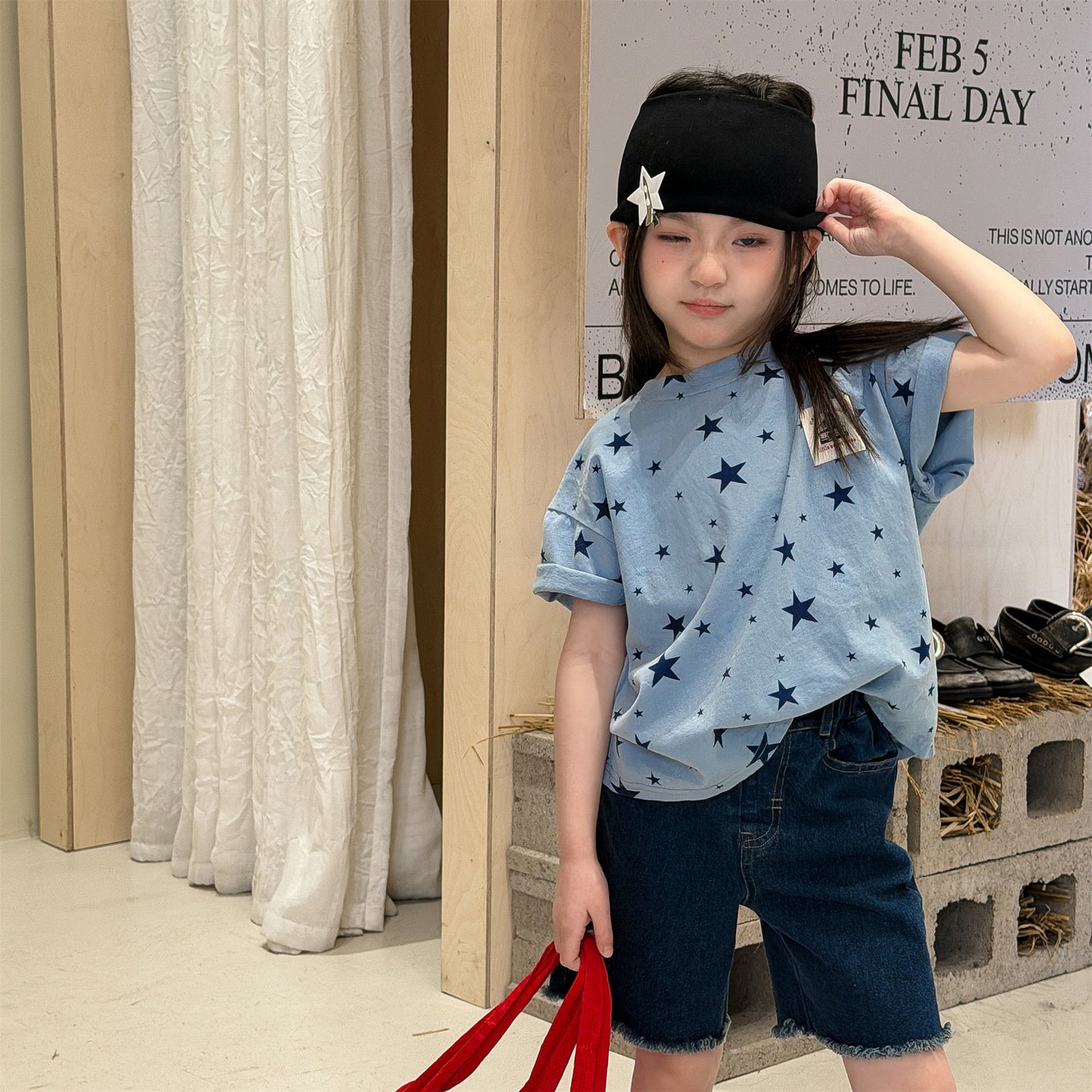 Star Print Crew Neck Short Sleeve T-Shirt [mh0013227]