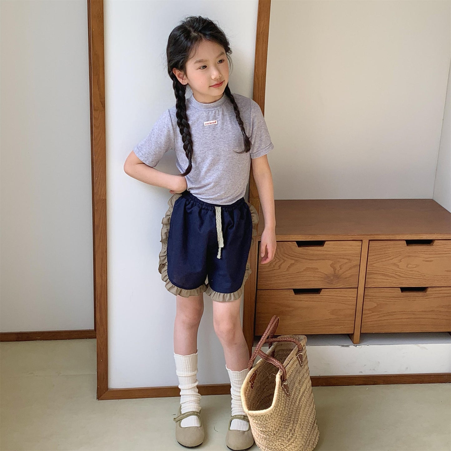 Flower Print Ruffle Cotton Shorts 花柄 コットン ショートパンツ【mh0012655】