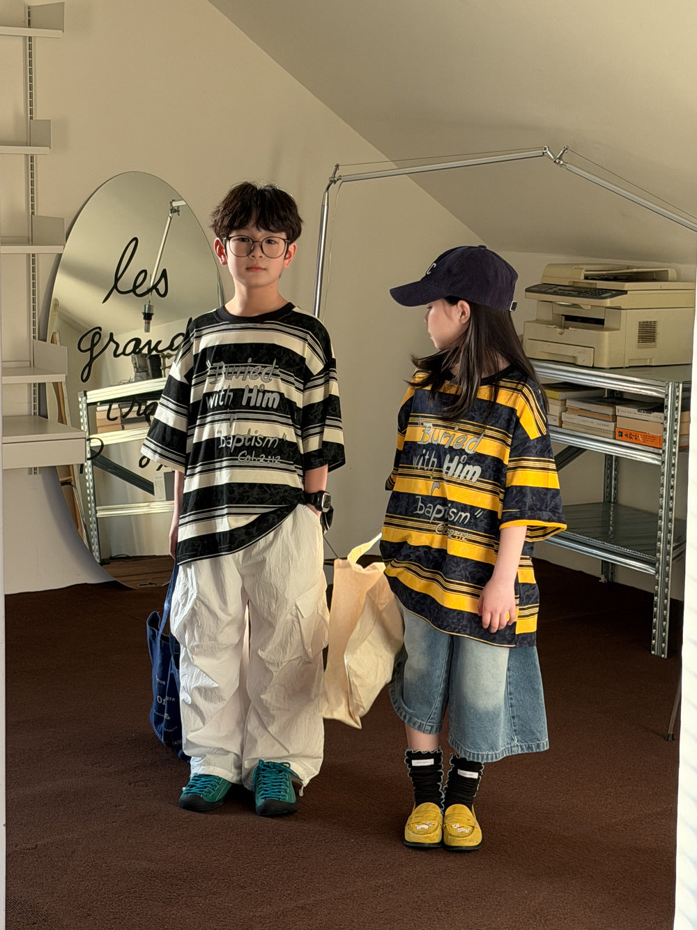 Striped Cotton Short Sleeve T-shirt [mh0012522]