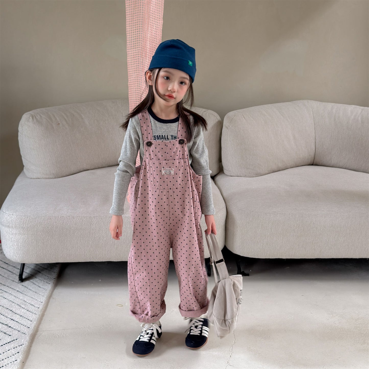 Kids' Polka Dot & Check Pocket Overalls [mh0014053]