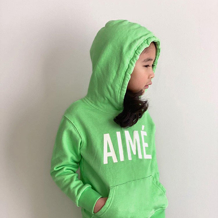 Letter Print Hooded Sweatshirt Set ロゴ パーカー セットアップ【mh0012612】