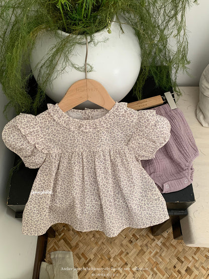 Puff Sleeve Floral Top & Bloomer Set [mh0012530]