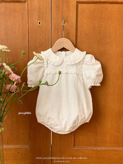 Eyelet Cotton Puff Sleeve Romper