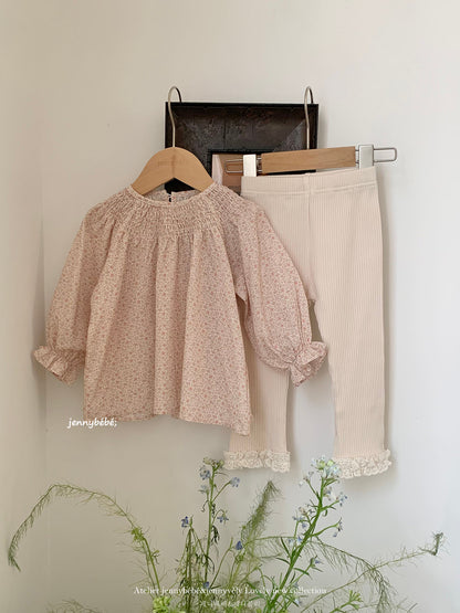 Floral Cotton Blouse Leggings Set 【mh0012538】