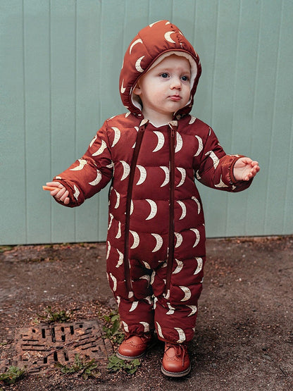 アウタージャンプスーツ プリント 中綿 厚手 フード付 キルティング【mh0011700】