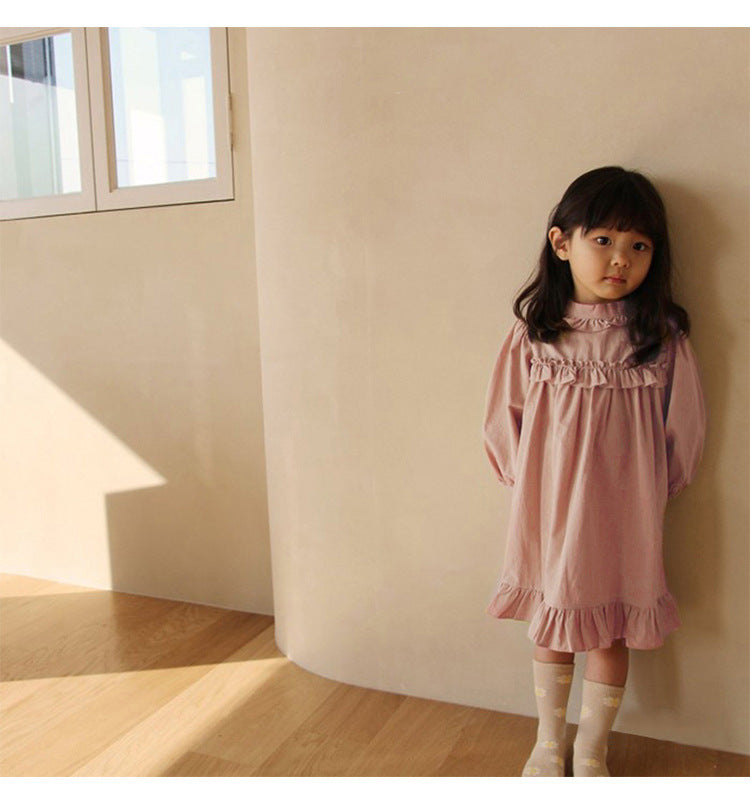 Ruffle Collar Layered Princess Dress フリル 長袖ワンピース【mh0012629】