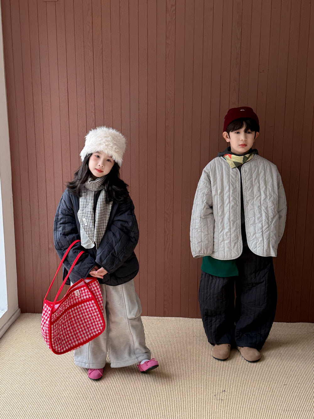 キルティングジャケット キッズ 中綿 厚手 ノーカラー ショート丈 カジュアル アウター【mh0011679】