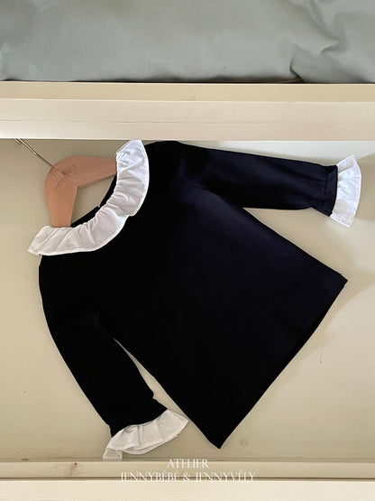 Camiseta de manga larga con cuello de volantes y vestido sin mangas para niña 【mh0014659】