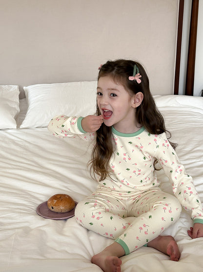 Long Sleeve Printed Pajama Set 長袖 プリント パジャマ セット【mh0012244】
