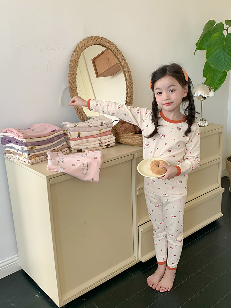 Long Sleeve Printed Pajamas 長袖 プリント パジャマ セット【mh0012243】