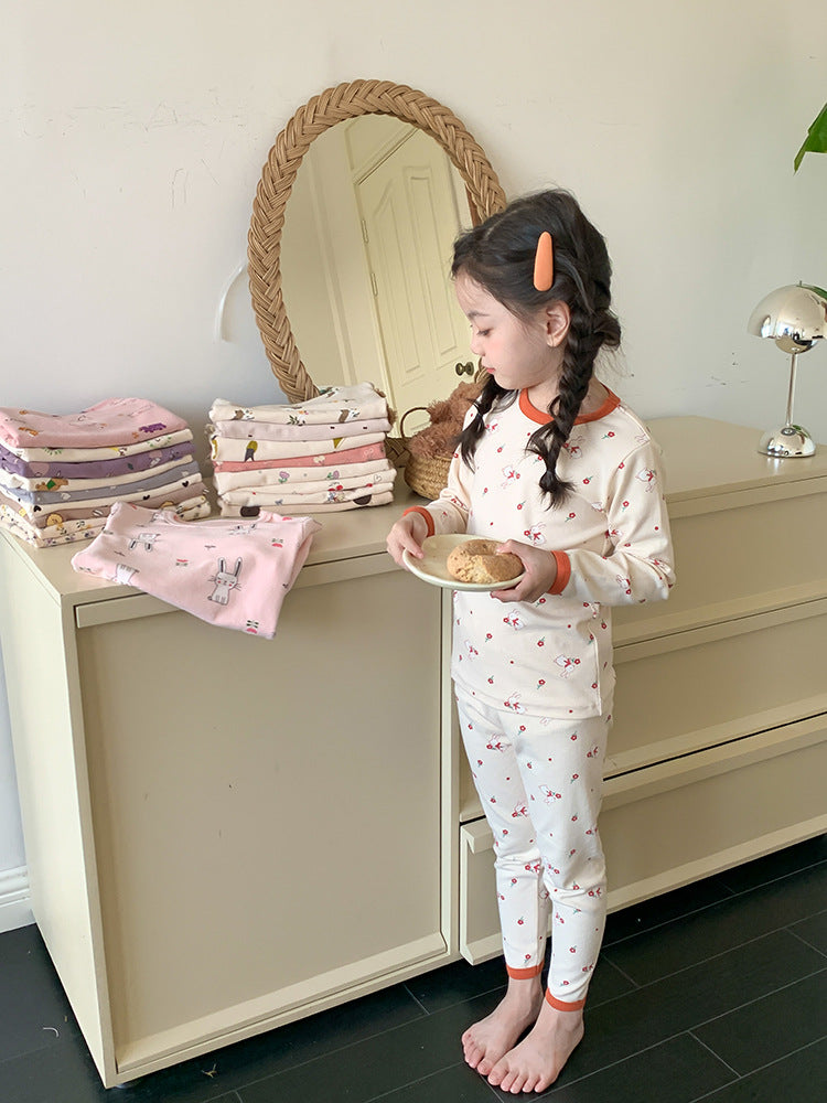 Long Sleeve Printed Pajamas 長袖 プリント パジャマ セット【mh0012243】