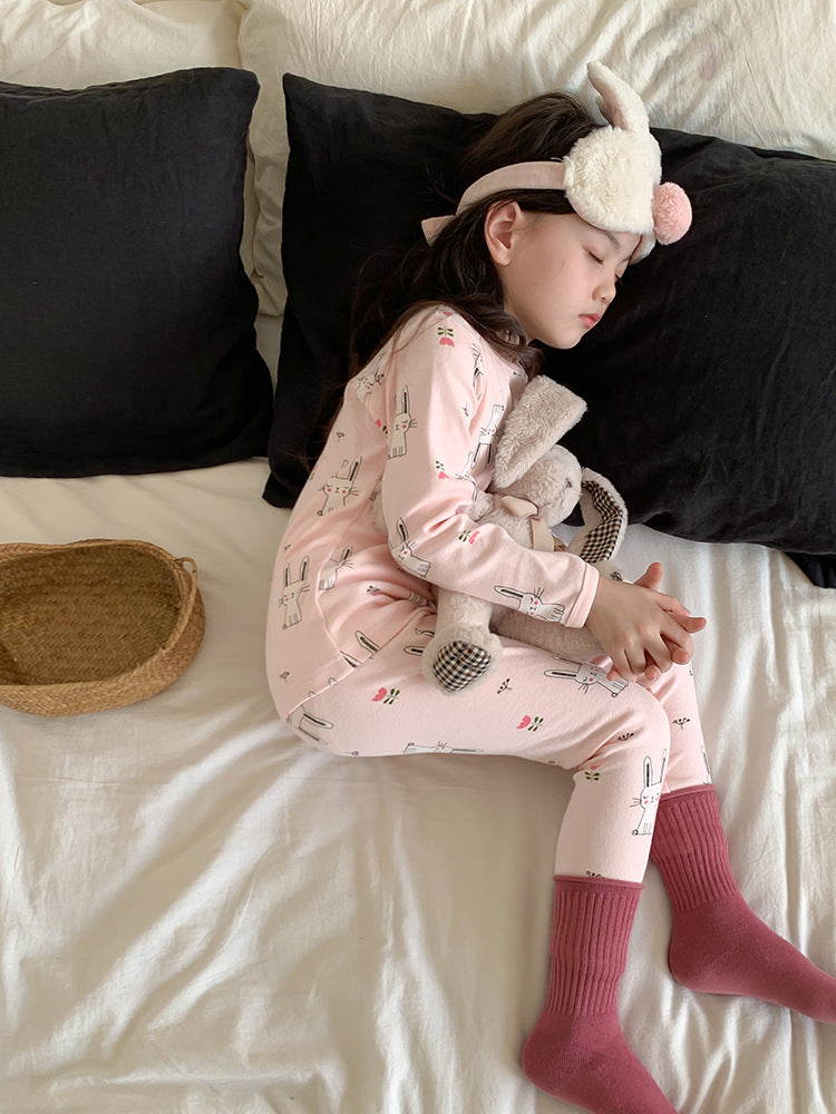 Long Sleeve Printed Pajamas 長袖 プリント パジャマ セット【mh0012243】