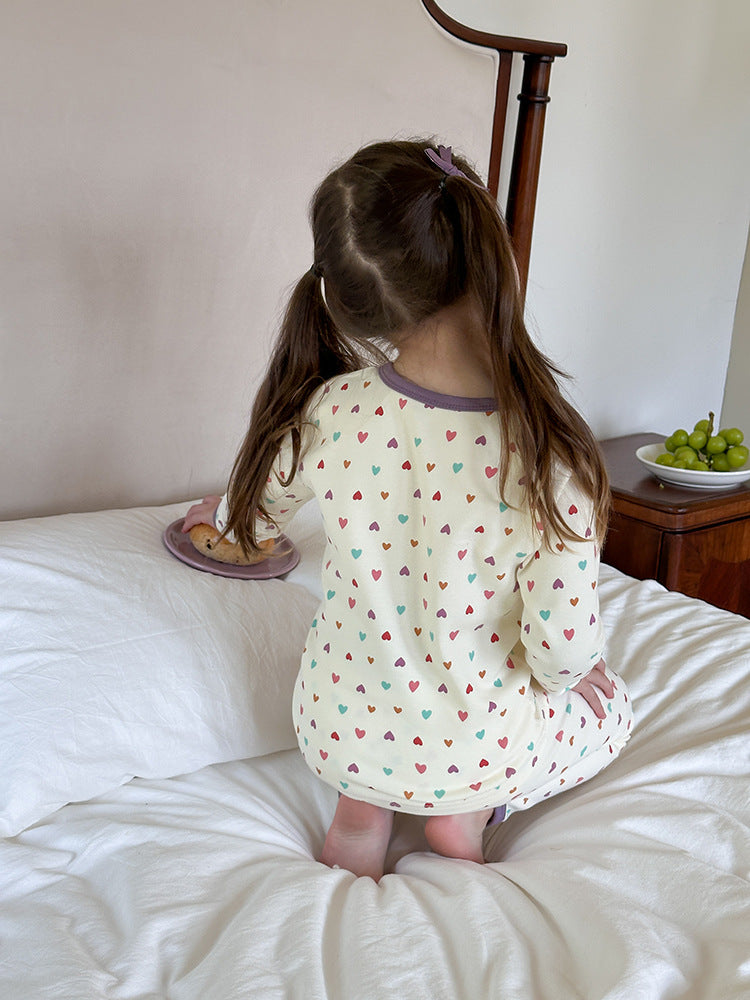 Long Sleeve Printed Pajama Set 長袖 プリント パジャマ セット【mh0012244】