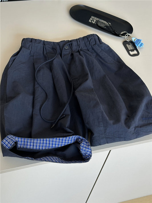 Plaid Hem Shorts チェックヘム タックハーフパンツ【mh0012955】