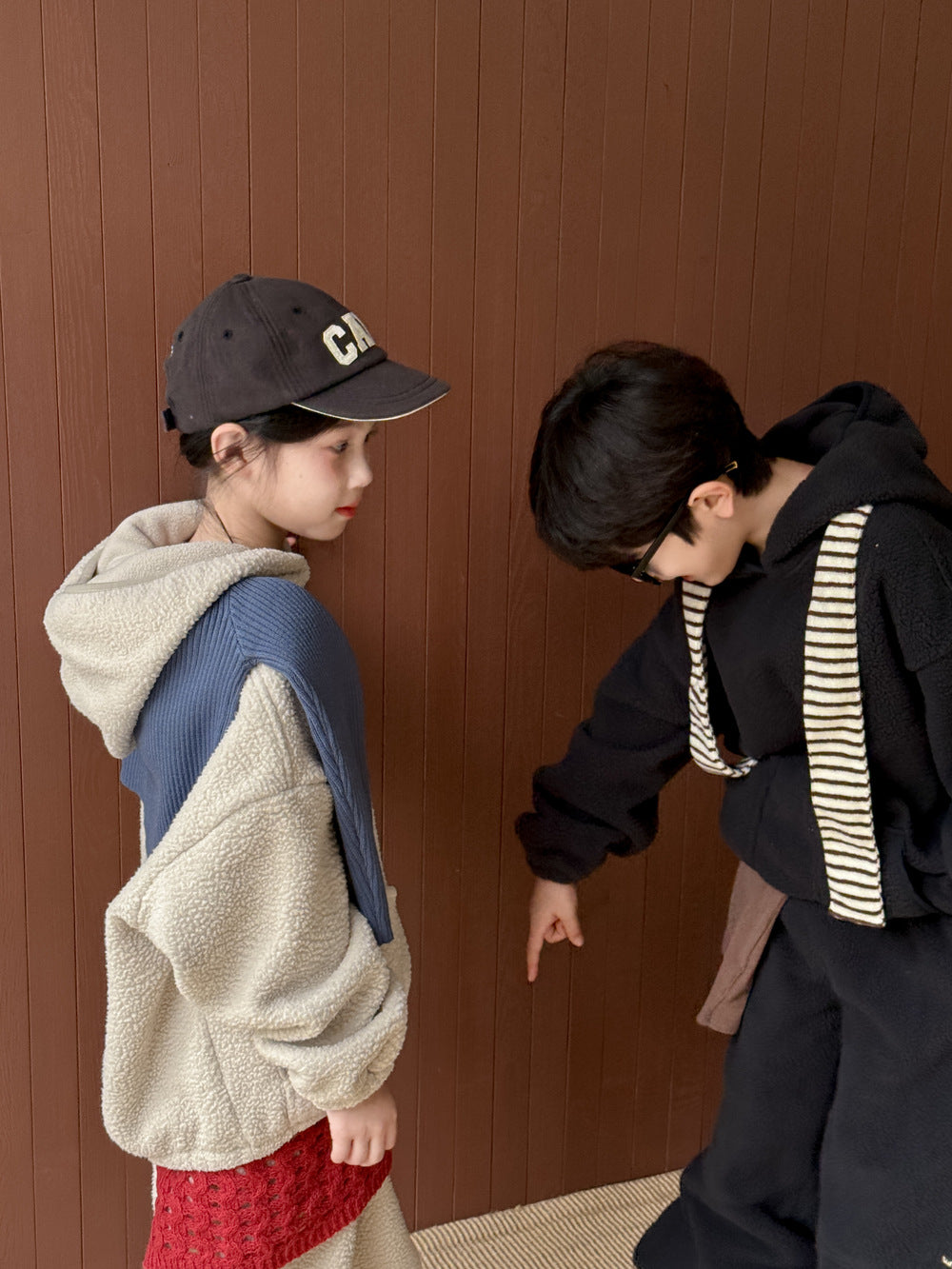 セットアップ キッズ 裏起毛 ボア 厚手 プルオーバー フード付 カジュアル【mh0011662】