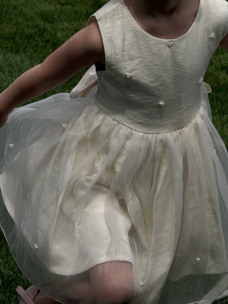 Sleeveless Beaded Princess Dress Satin Tulle チュール ノースリーブワンピース【mh0013234】