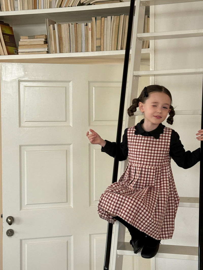 Kids' Plaid Pleated Sleeveless Jumper Dress