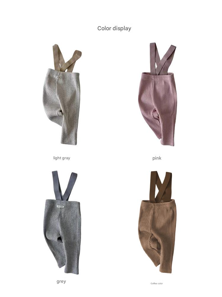 Ribbed Suspender Long Pants リブ編み サスペンダー レギンスパンツ【mh0013030】