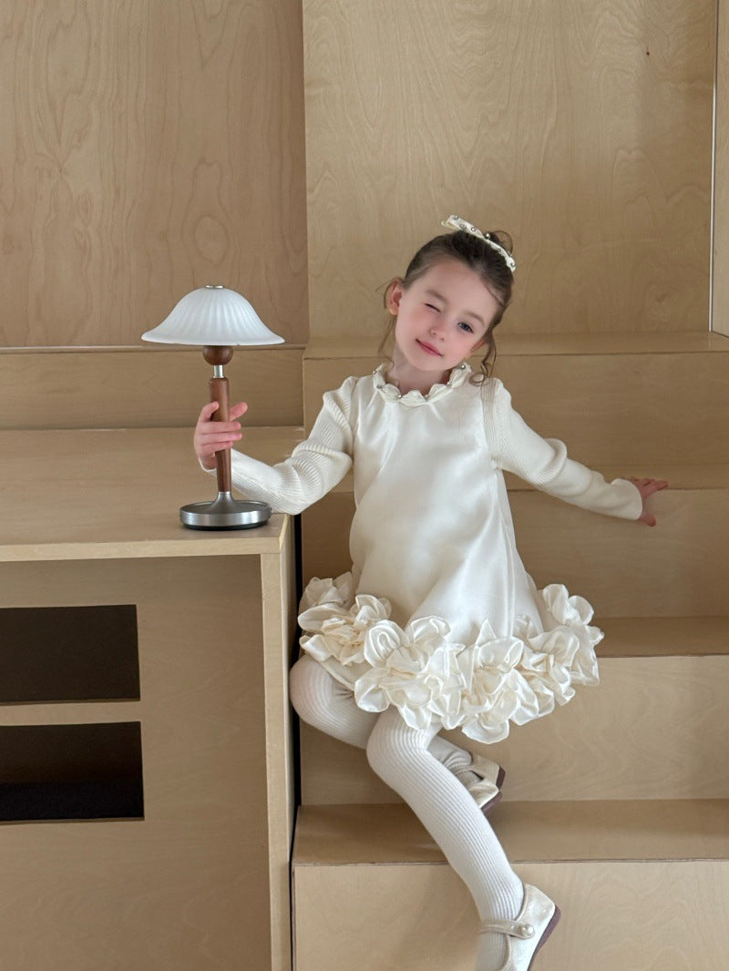 Kids' 3D Floral Ruffled Hem Sleeveless Dress [mh0014083]