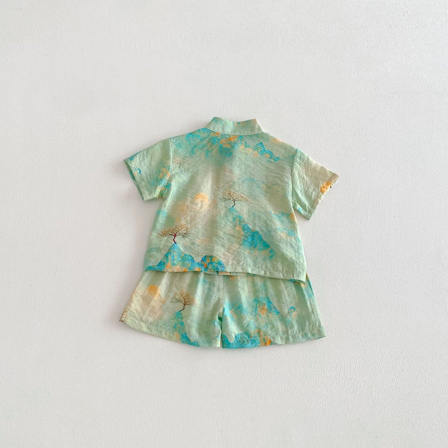 Chinese Style Printed Button Set オリエンタル 花柄 半袖 セットアップ【mh0012718】