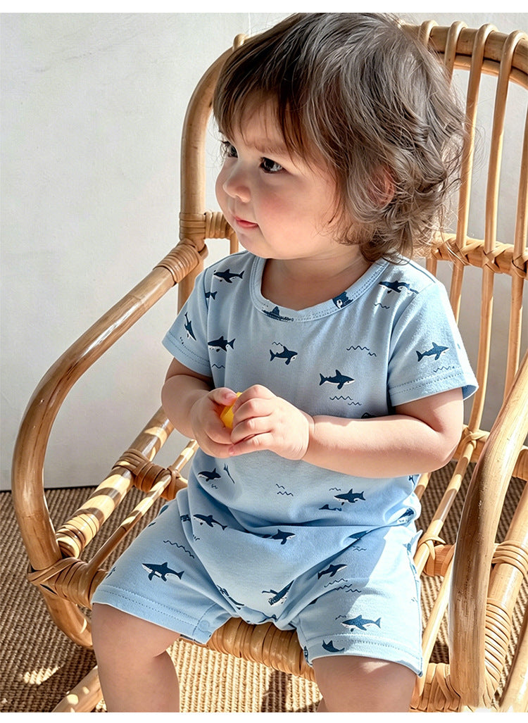 Graphic Print Short Romper マリンプリント 半袖ロンパース【mh0013041】