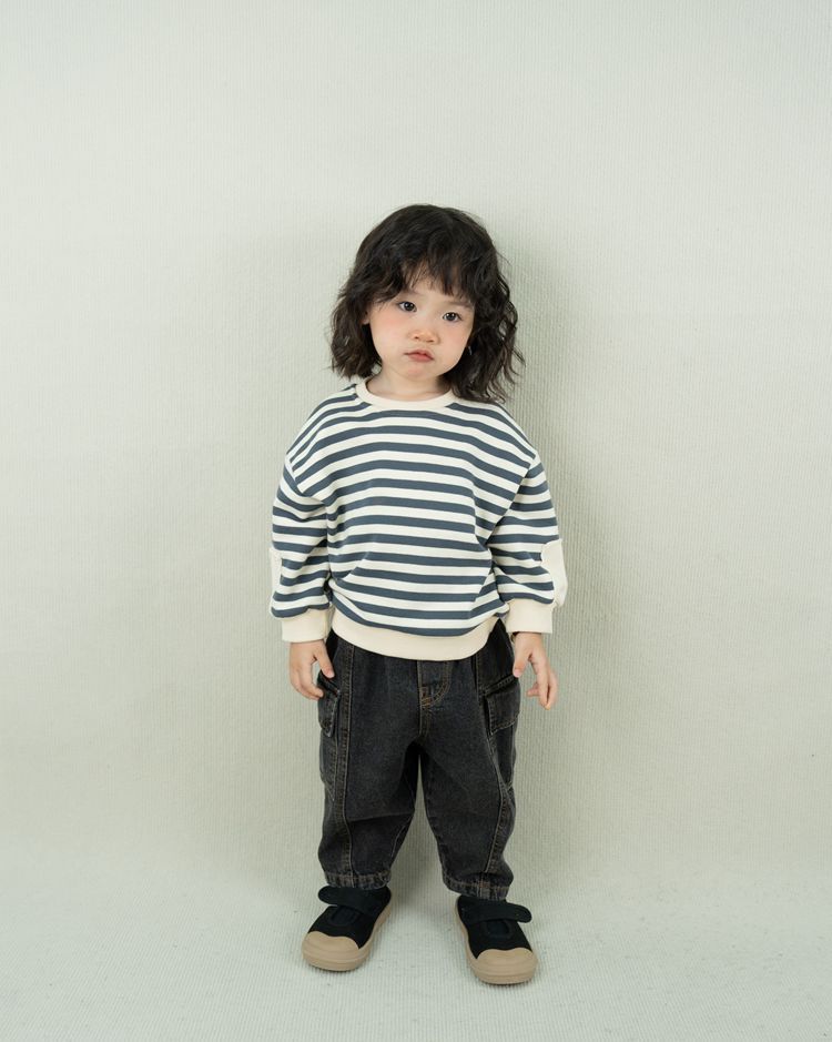 キッズ ステッチ ルーズ デニム カーゴパンツ【mh0014596】