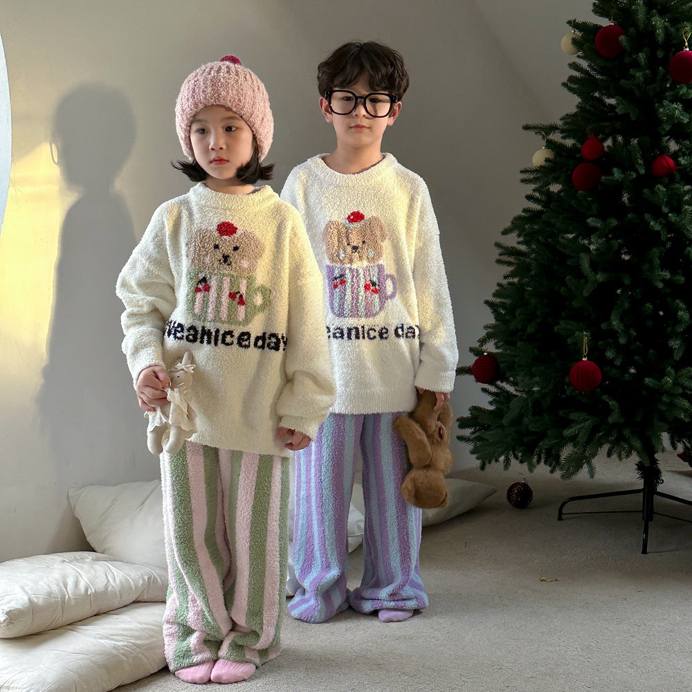 長袖パジャマセット もこもこ ベアくま ルームウェア【mh0011651】