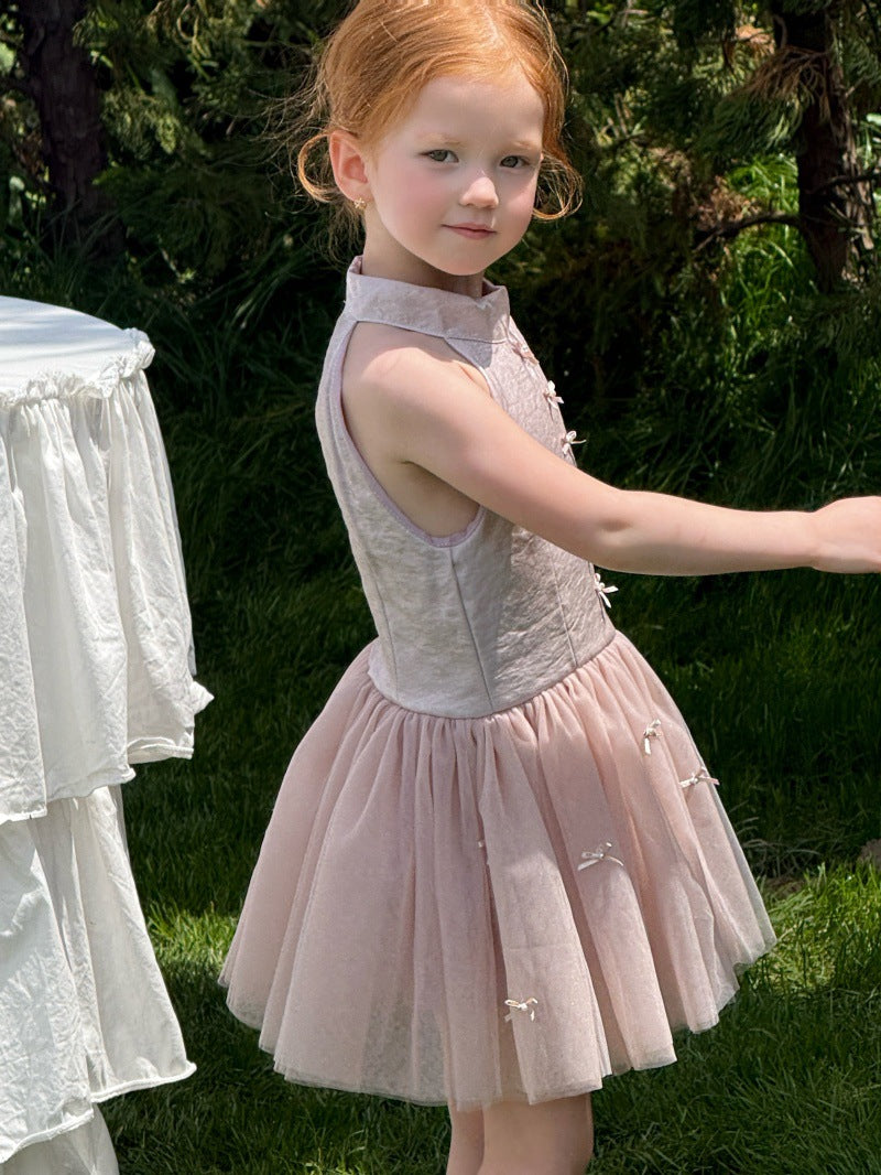 Bow Tulle Halter-Neck Elegant Princess Dress チュール ホルターネックワンピース【mh0013239】