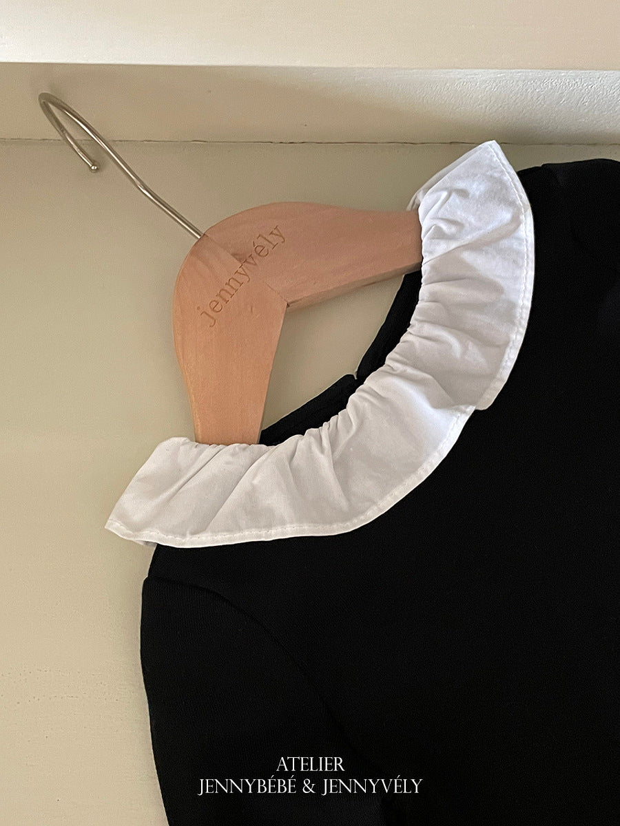 Camiseta de manga larga con cuello de volantes y vestido sin mangas para niña 【mh0014659】