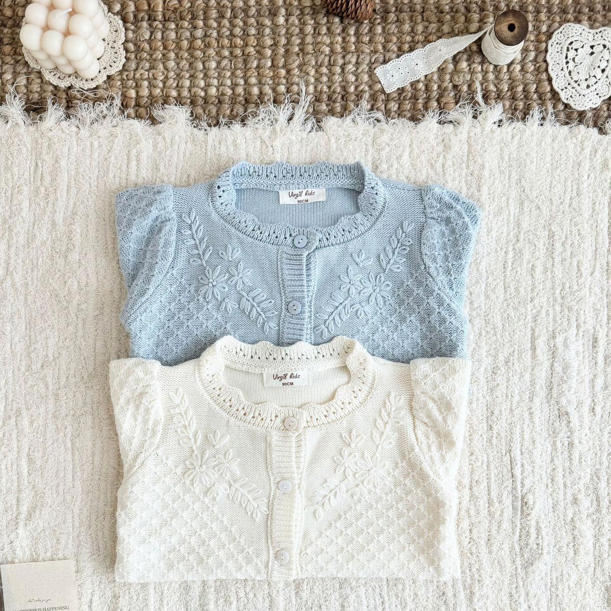 キッズ フラワー 刺繍 ニット カーディガン【mh0014612】