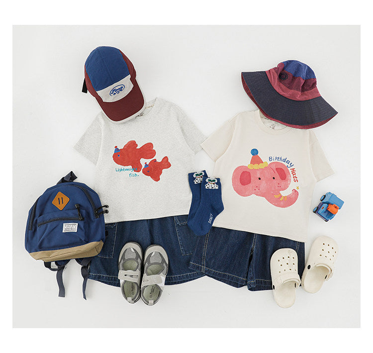 Cute Animal Graphic Cotton T-shirt アニマル プリント コットン Tシャツ【mh0012741】