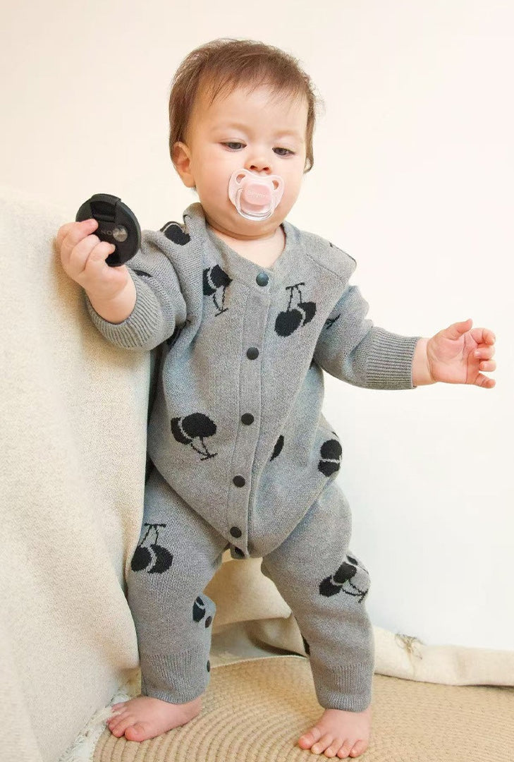 ニットロンパース/カーディガン さくらんぼ柄【mh0011719】