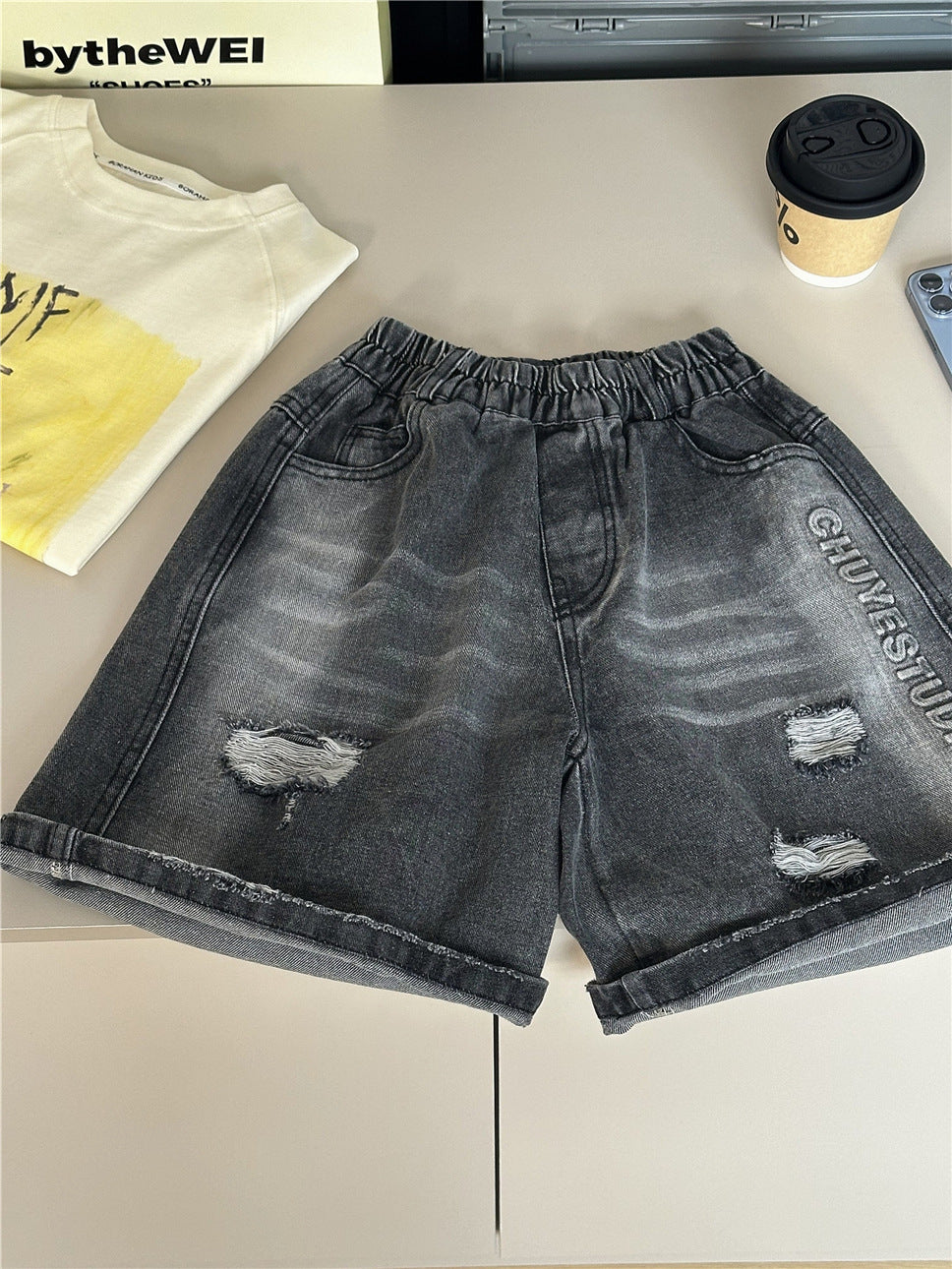 Letter Denim Shorts ロゴ デニムハーフパンツ【mh0012961】