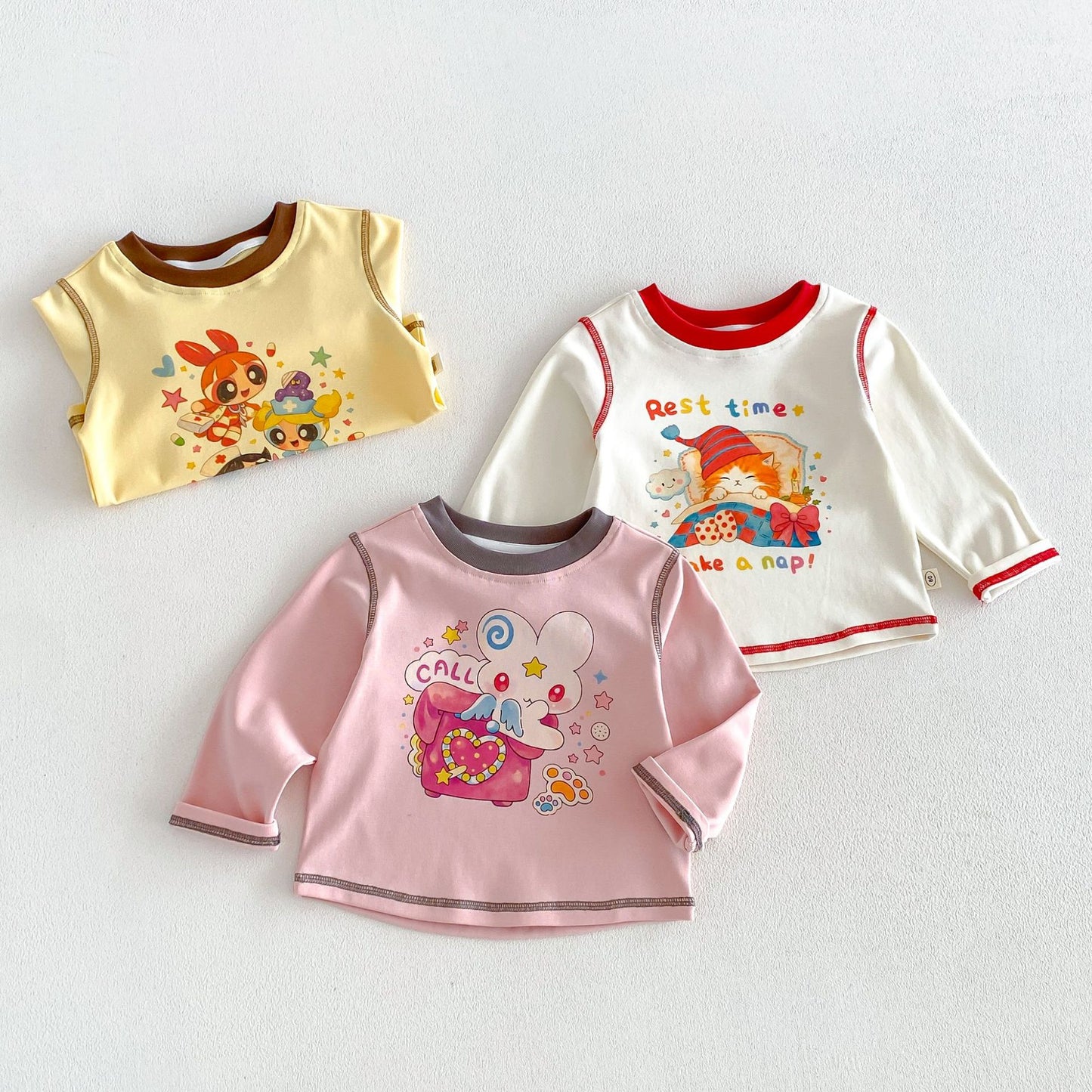 キッズ キャラクター プリント 長袖Tシャツ ワークパンツ【mh0014033】