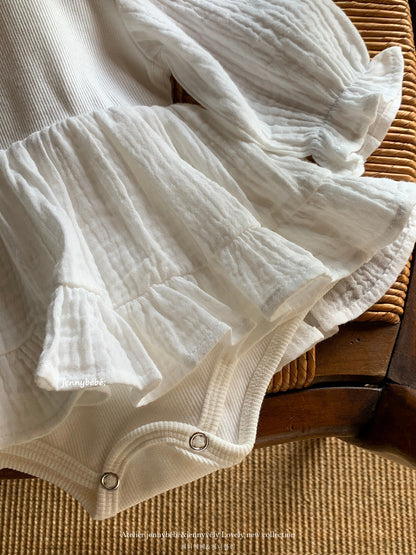 Gauze Puff Sleeve Romper ガーゼ パフスリーブ ロンパース【mh0012527】