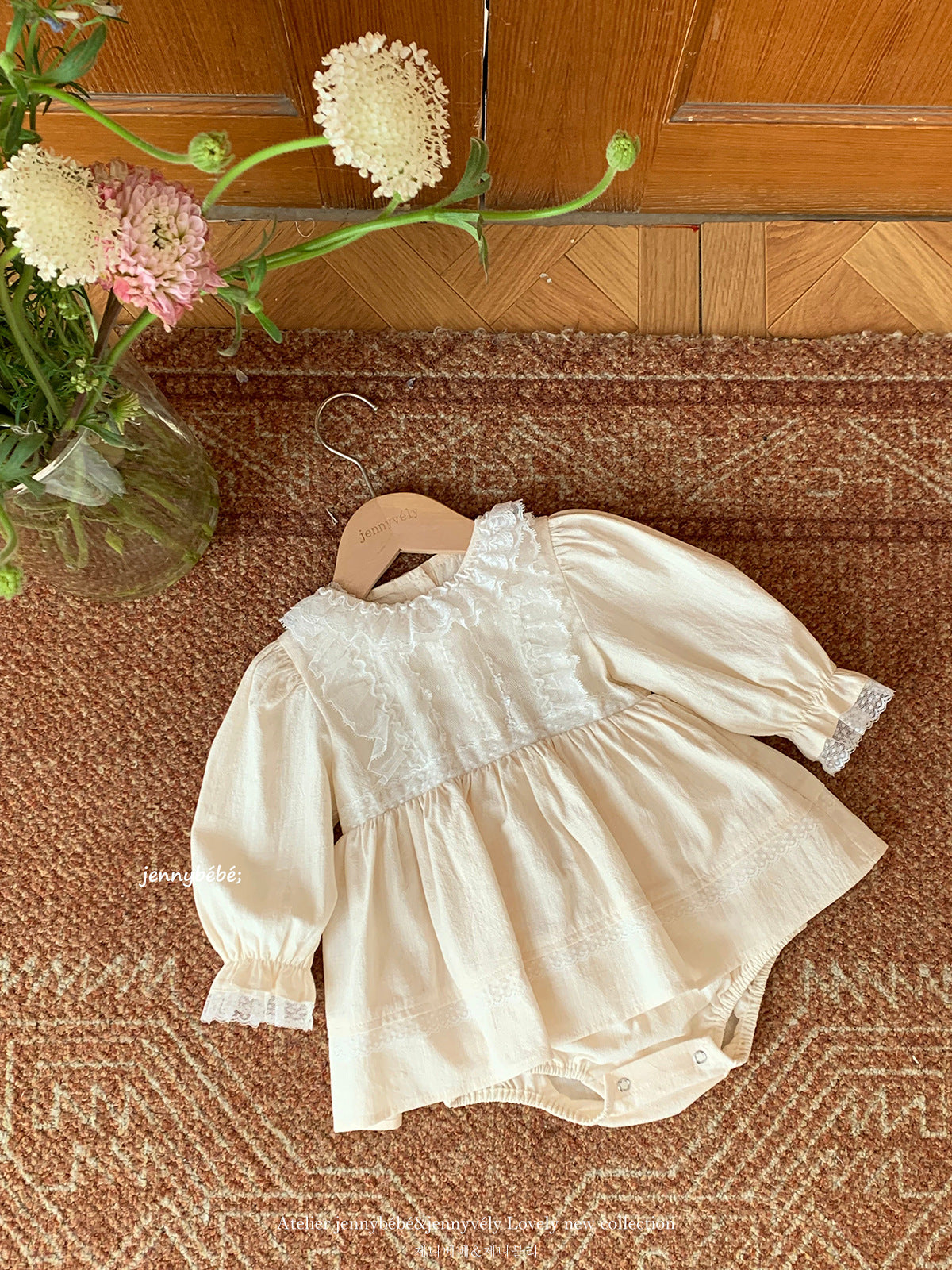 Lace Collar Cotton Romper Dress レース 襟付き コットン ロンパース ドレス【mh0012551】