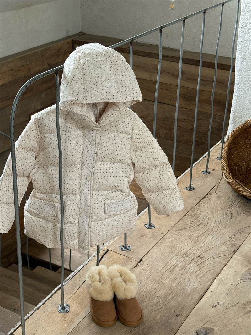 ダウンジャケット ドット フーディ ミディ丈 パフ アウター【mh0011626】