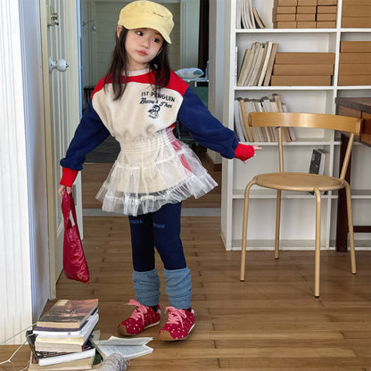 レギンスパンツ 裏起毛 ロゴ刺繍 ドッキング リブ ボトムス【mh0011611】