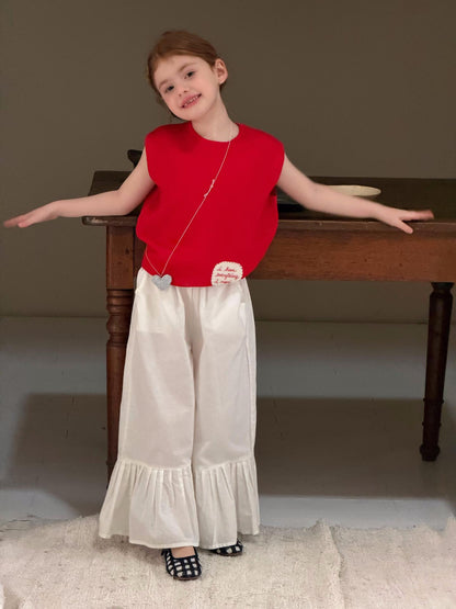 Tiered Ruffle Hem Cotton Trousers