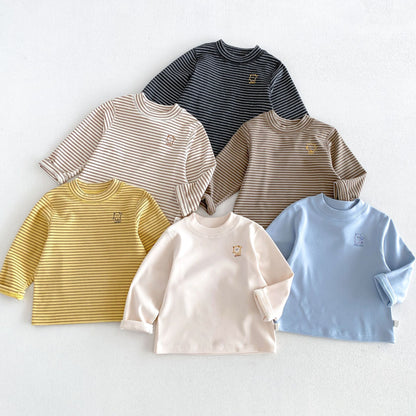 キッズ ボーダー ワンポイント刺繍 長袖Tシャツ / イージー ロングパンツ【mh0014771】